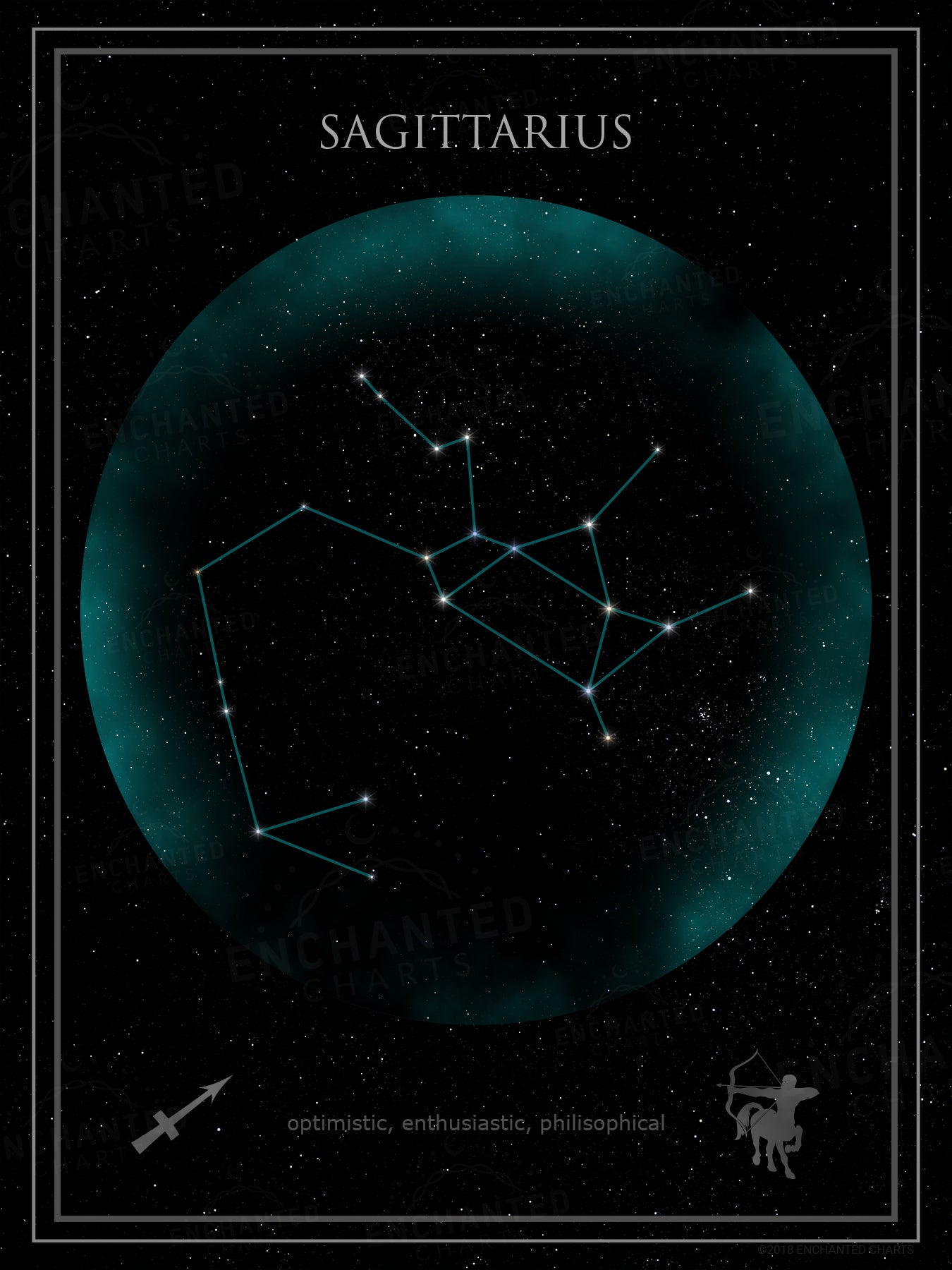 Sagittarius Zodiac Sign Star Print
